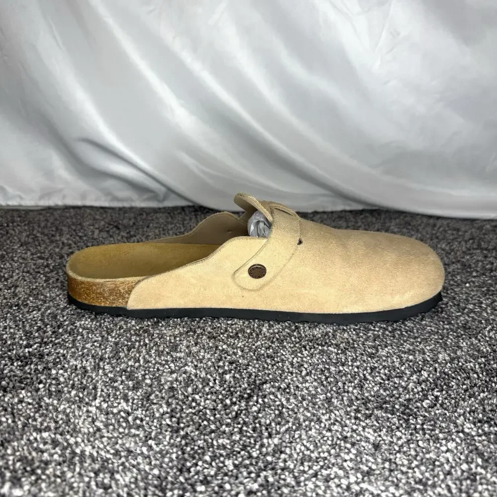 Birkenstock Boston Taupe Suede Clogs Mens 45 US 12 Regular Wide Fit Slip On Mule